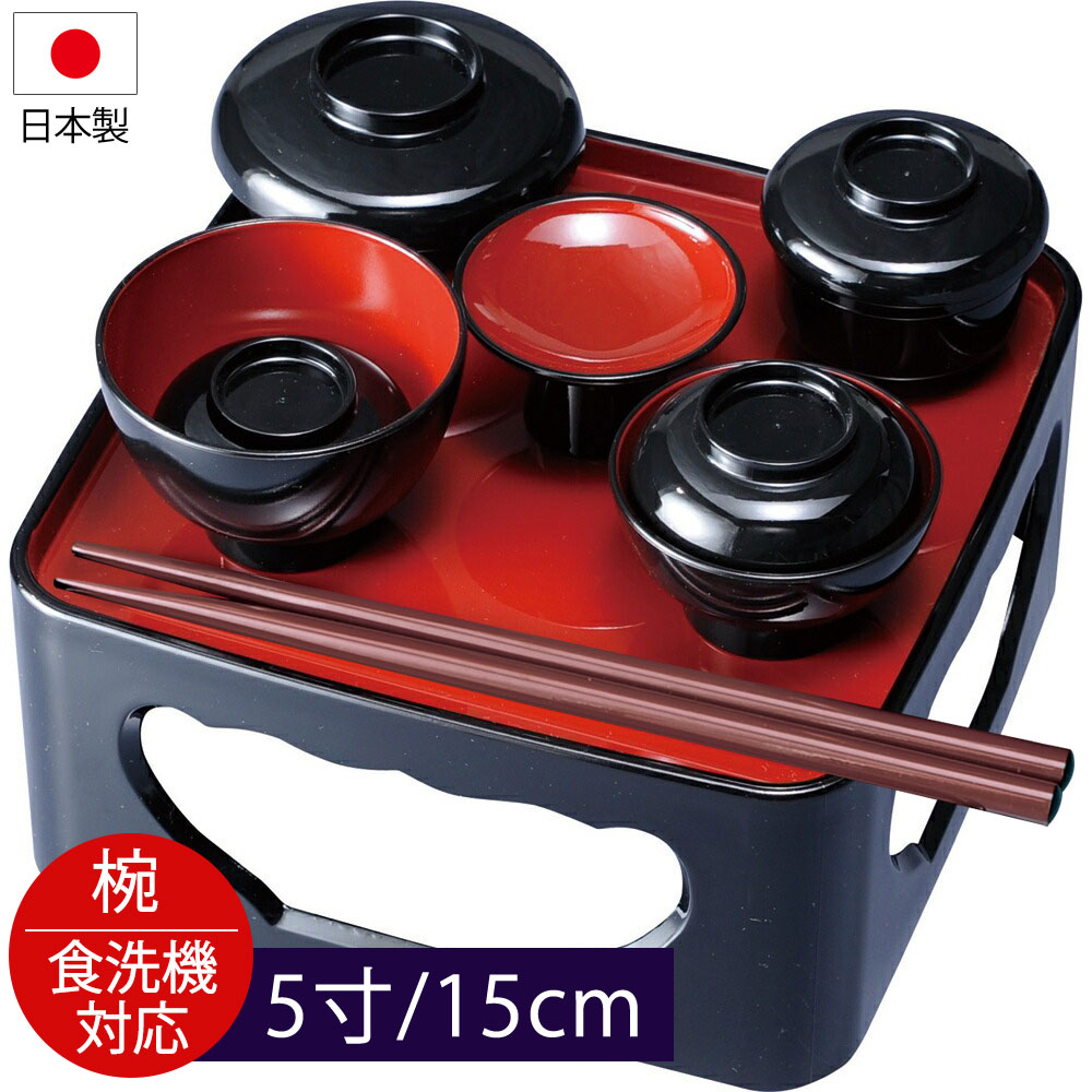 みよし漆器本舗 仏膳セット お仏壇用 日本製 6.5寸 19.5cm 茜 仏器膳
