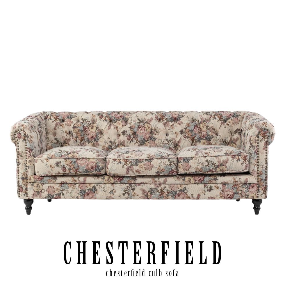 チェスターフィールド ソファ 鋲打ち 英国風 3p アンティーク