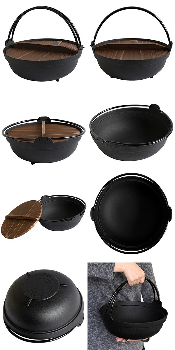 南部鉄器 いろり鍋 9寸 囲炉裏鍋 IH対応 内径270mm 南部鉄 木蓋付き 丸