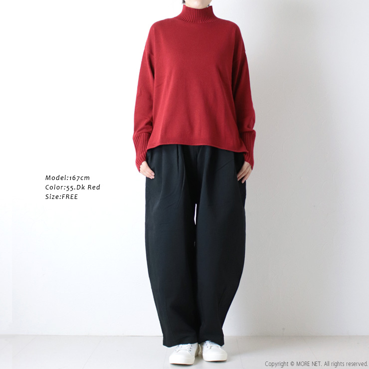 mao made（マオメイド） いつもの異ゲージリブハイネックプルオーバー