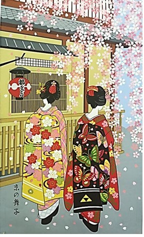cloth shop 布や のれん 暖簾 日本画 浮世絵 日本製 MADE IN JAPAN