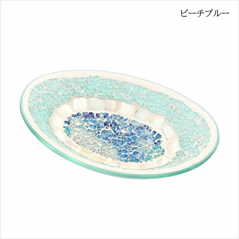 モザイク オーバルトレイ フラワーパープル アジアン雑貨 インテリア