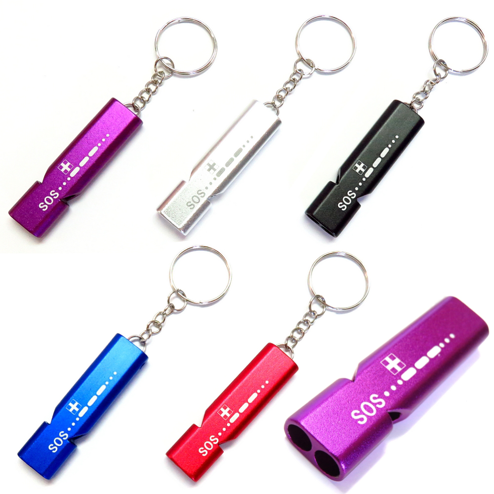 アルミ製 ダブルホイッスル 5本セット 大音量120dB SOSガイドプリント