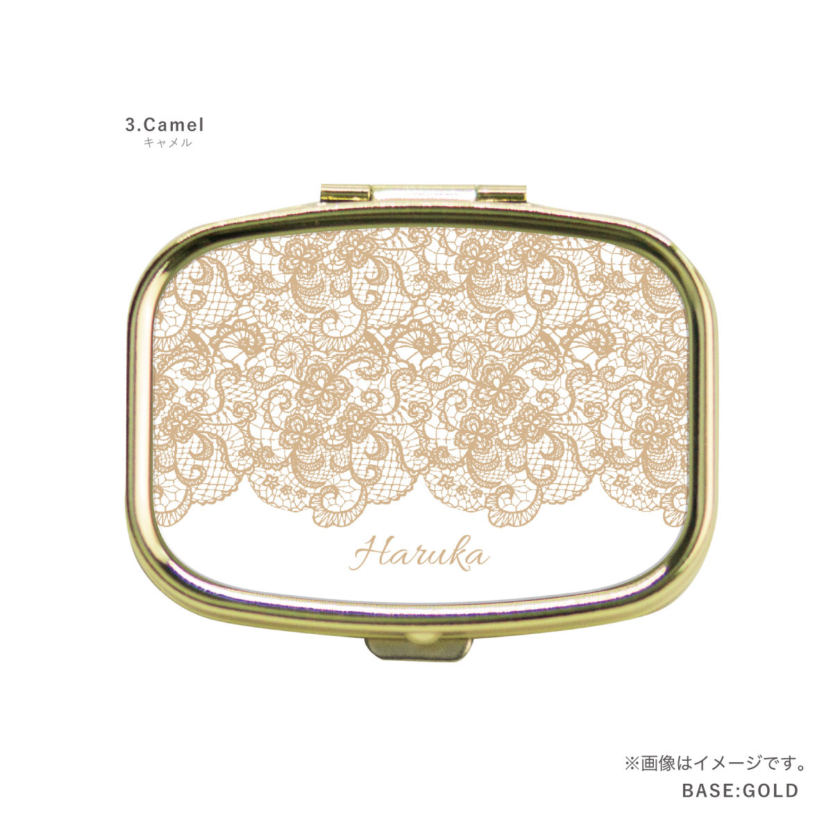 ピルケース アクセサリーケース アイラッシュケース 名入れ ミラー付き