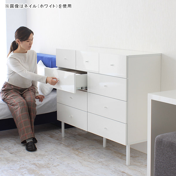 arne（アーネ） チェスト タンス 大容量 4段 ホワイト 完成品 ワイド