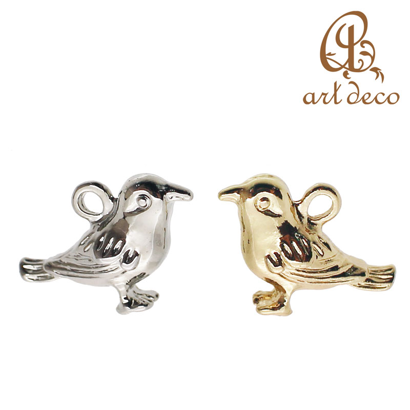 チャーム すずめ 雀 鳥 キーホルダー ペンダントトップ 2個 11mm×15mm