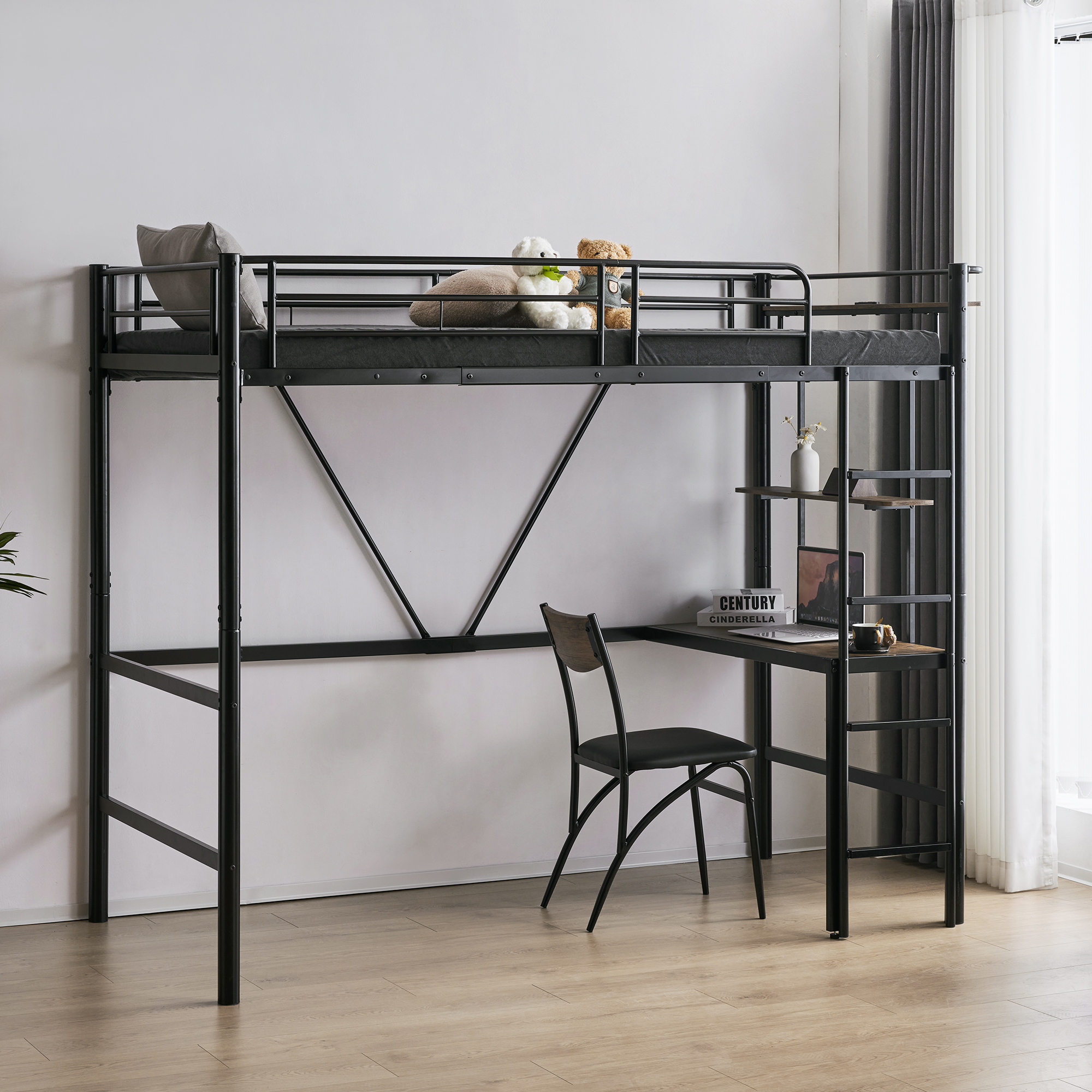 BTM 【2/25限定全店P5倍！】ロフトベッド シングル デスク 棚