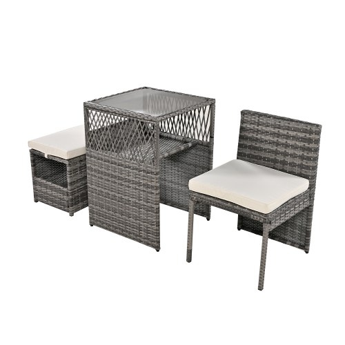 ラタン調 ガーデンテーブル チェアセット 3点セット 2人掛け ガーデン