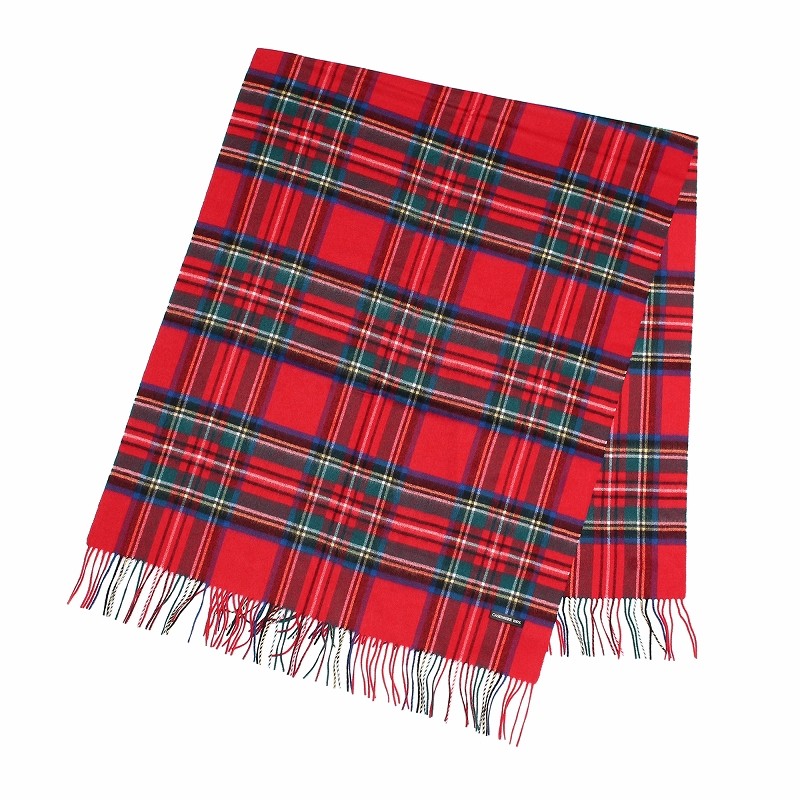 カシミヤ チェック ブランケット ストール 200cm×80cm カシミヤ100