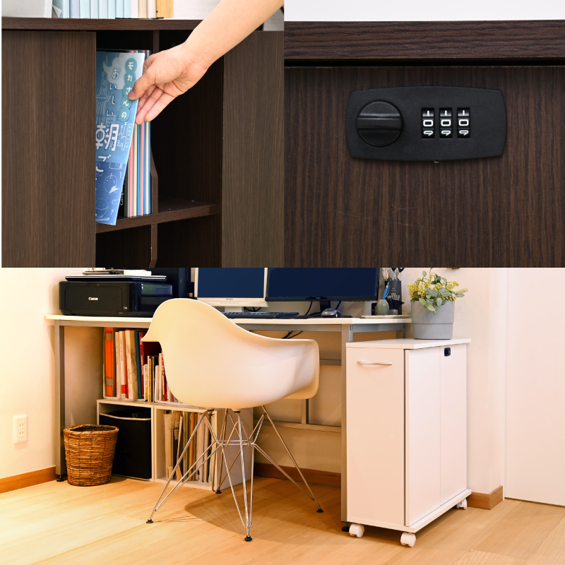 ハイタイプ2個セット ダイヤル鍵付き 同人誌ラック キャスター付き