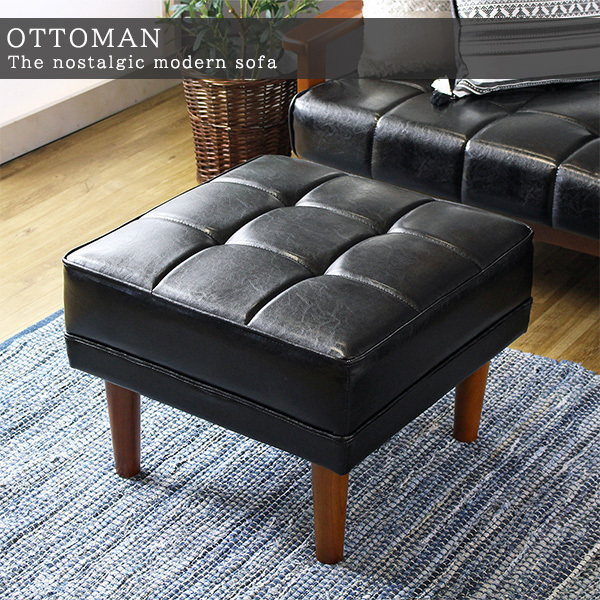 レザー オットマン / おしゃれ スツール ソファー 足置き クッション