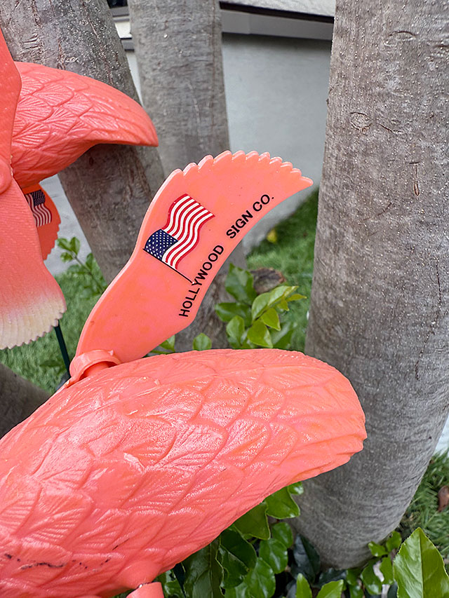 ピンクフラミンゴ フライング ガーデンオーナメント （2体セット