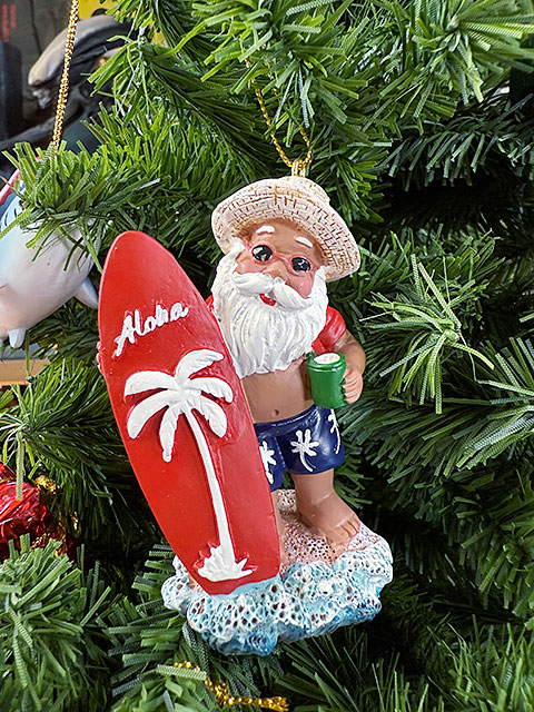 ハワイアン クリスマスオーナメント （サーフボード＆サンタ