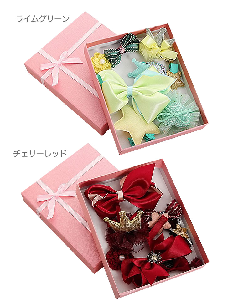 クリップ ヘアゴム 子供 10点 sweet アクセサリーbox ベビー 髪飾り