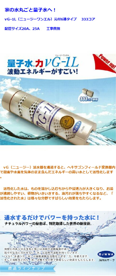 量子水 νG-1L（ニュージーワンエル）元付タイプ 333コア 6連 取付別