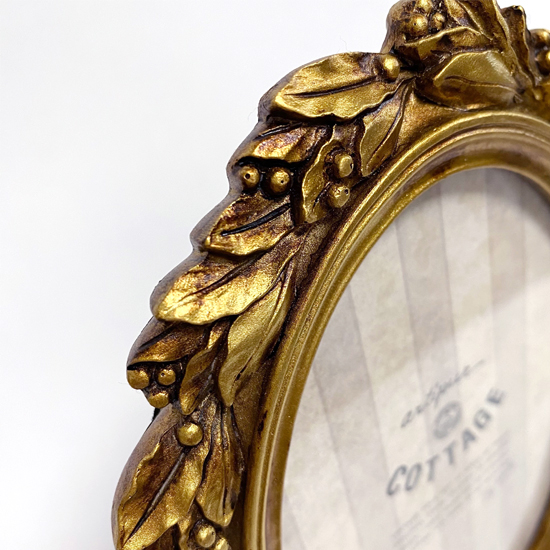 アンティーク フォトフレーム オーバル リーフ ゴールド 壁掛け フォト
