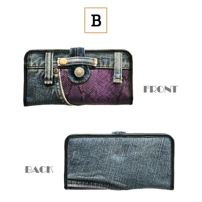 デニム 長財布 ロングウォレット ベルト−B 財布 リメイク ジーンズ