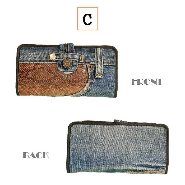 デニム 長財布 ロングウォレット ベルト−B 財布 リメイク ジーンズ