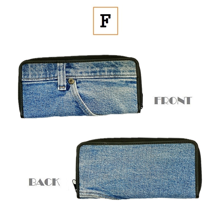 デニム 長財布 ロングウォレット A ラウンドファスナー 財布 リメイク