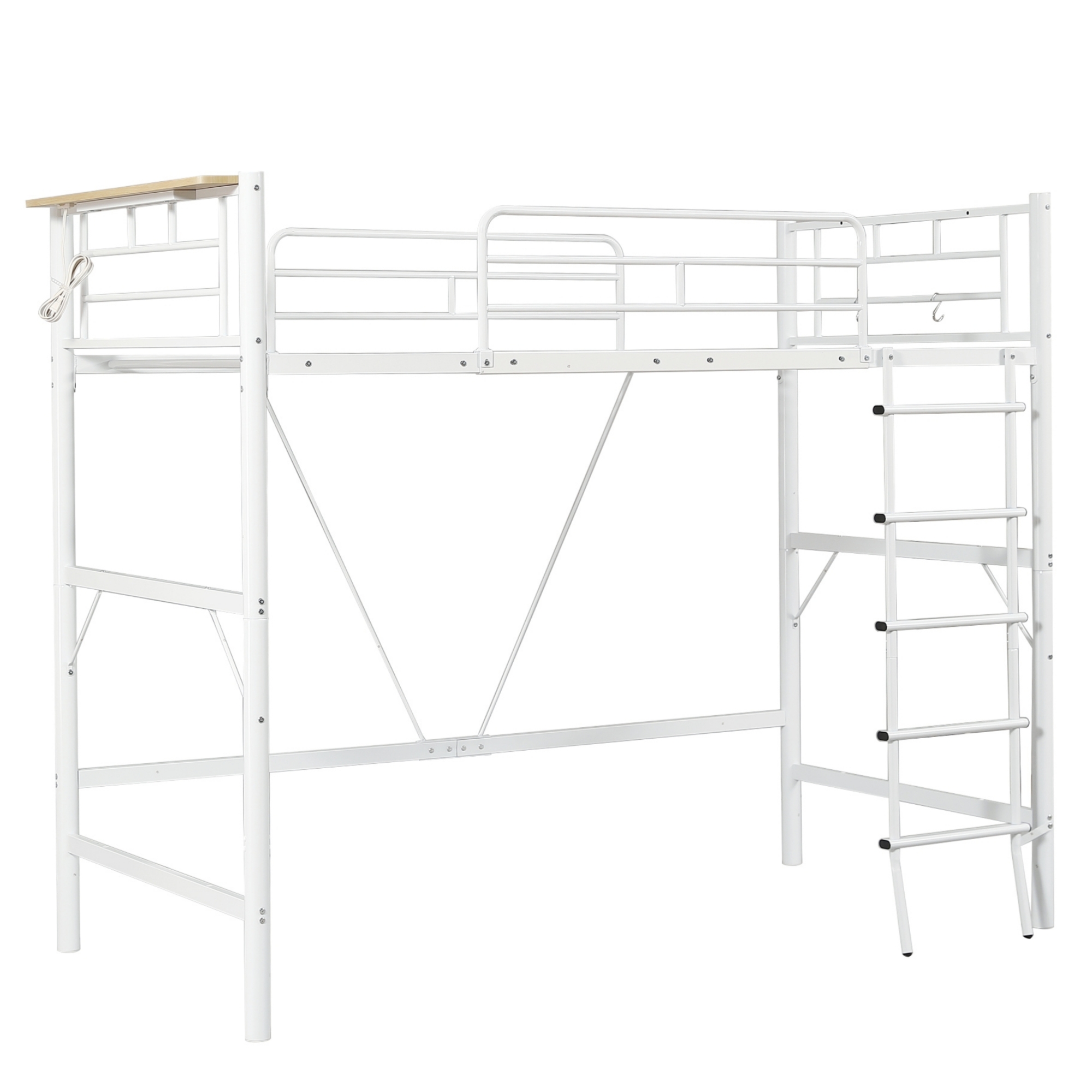 改良版登場】ロフトベッド シングル コンセント付き パイプベッド 2WAY