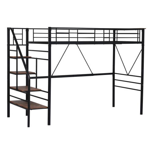 パイプ床板】ロフトベッド 階段付き パイプベッド セミダブル SD