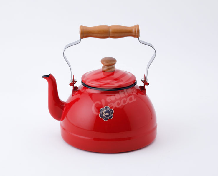 月兎印 ホーロー ケトル 2.2L ホワイト レッド IH対応 野田琺瑯 IH