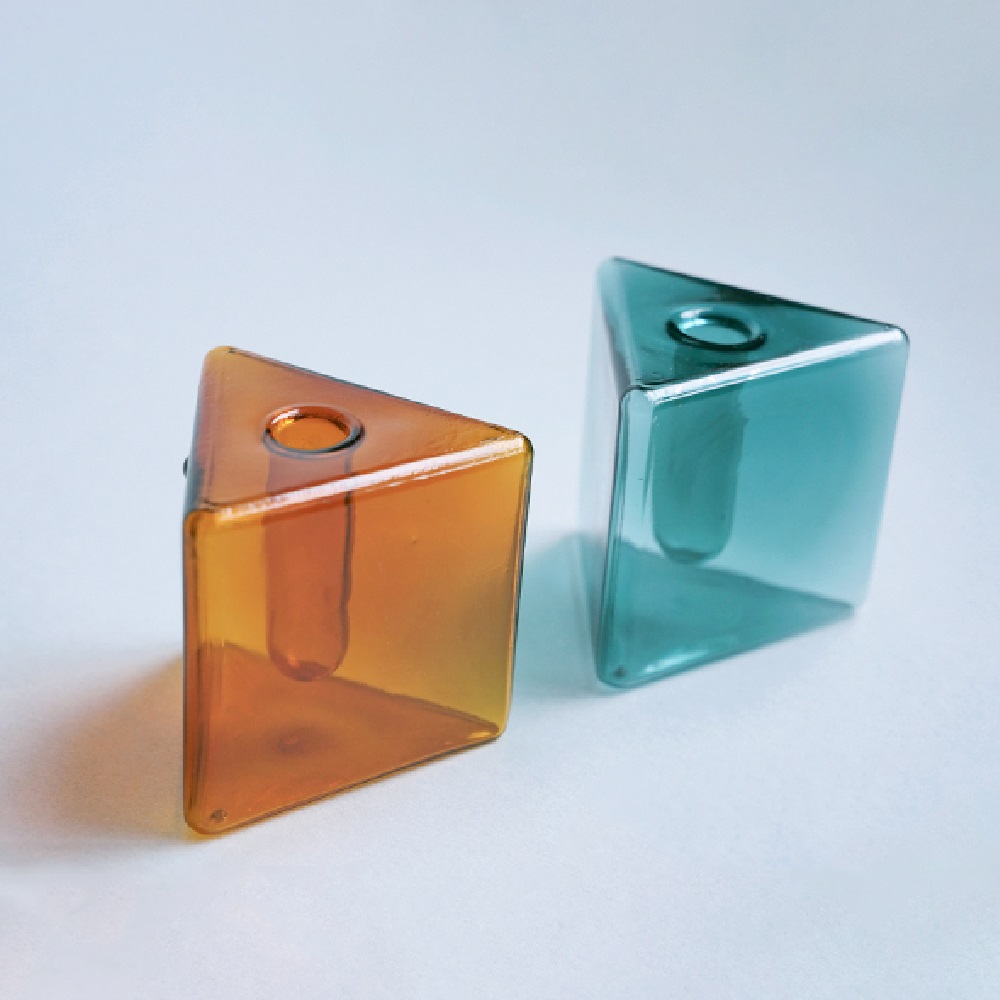 ガラス 花瓶 クリア フラワーベース アンバー グリーン グレー