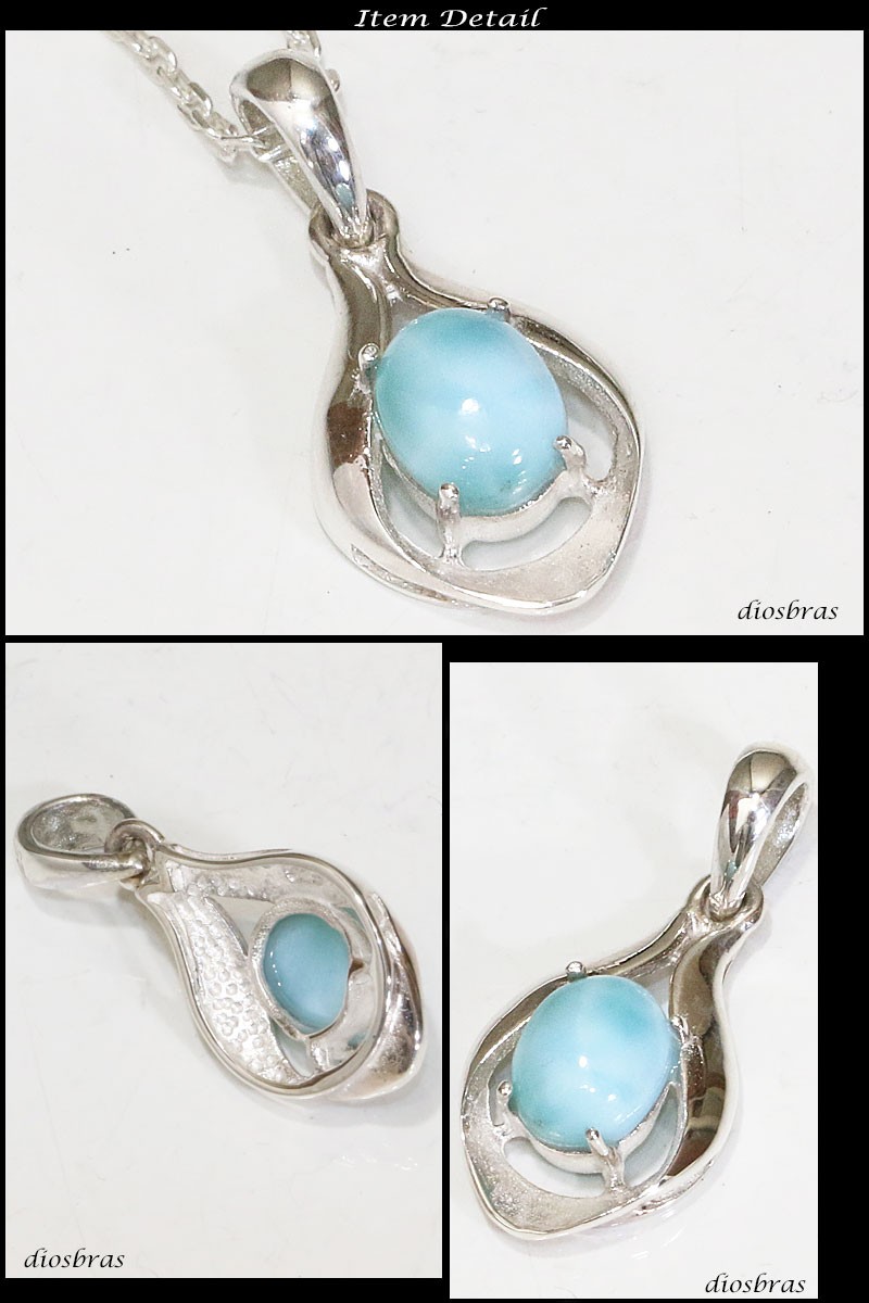 ラリマー ドミニカ共和国産 ペンダント トップ フラワー ネックレス