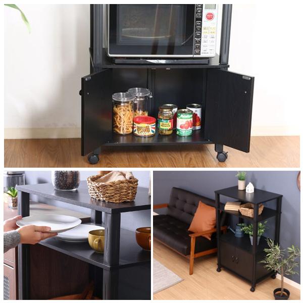 不二貿易（Fuji Boeki） レンジ台 幅60 木製 キャスター付き キッチン