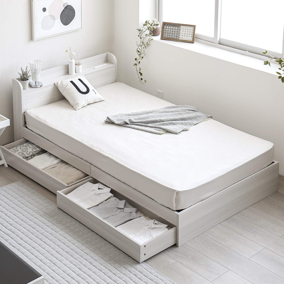 MODERN DECO（モダンデコ） ベッド ダブル ベッドフレーム コンセント