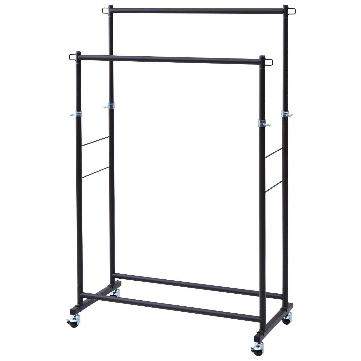 山善（YAMAZEN） 頑丈 ハンガーラック ダブル 2段 キャスター付き 幅91