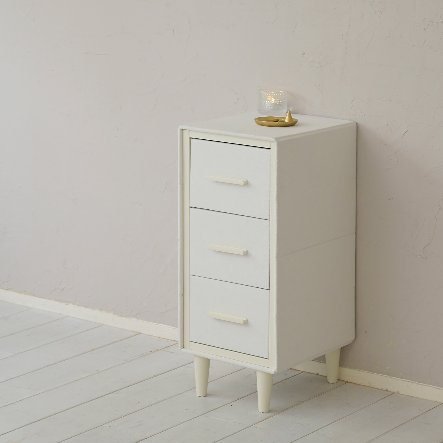 山善（YAMAZEN） チェスト たんす 脚付き ファブリックチェスト 3段 幅