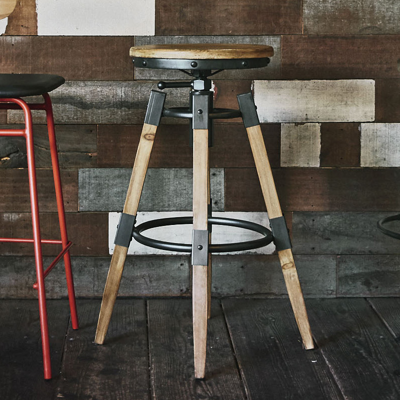 ハイスツール 昇降式 丸椅子 バースツール アンティーク ヴィンテージ