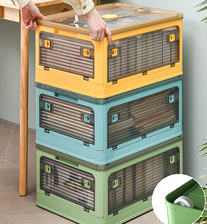 3個組】収納ボックス 56L フタ付き 折りたたみ コンテナボックス 5面