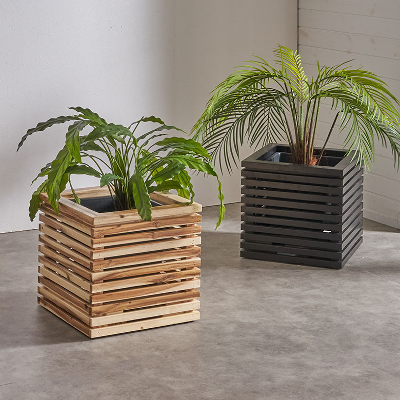 プランター カバー ボックス ウッド 天然 木 製 Mサイズ 7号用