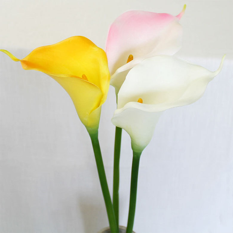 アートフラワー 造花 カラー リリー ロング 3色 フェイクグリーン