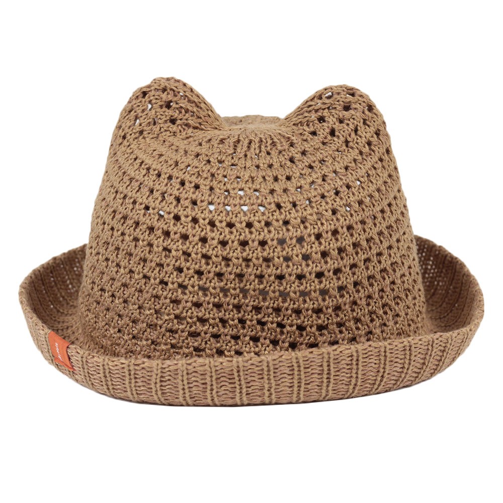 ベビー キッズ 耳付き 麦わら帽子 女の子 男の子 くま耳 猫耳 あご