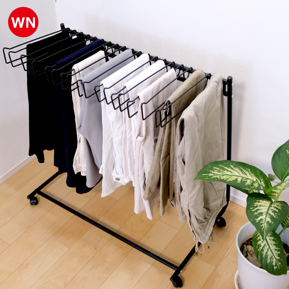 スラックスハンガー 20本掛け ズボンハンガー キャスター付き スイング