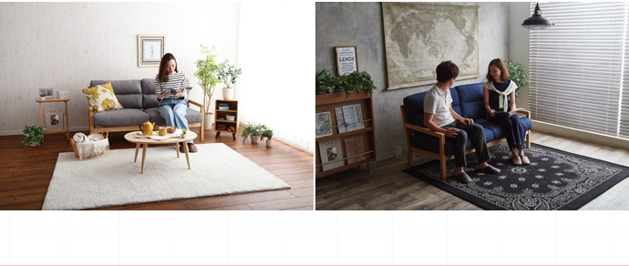 Life 二人掛けソファ デニム生地 インディゴブルー 西海岸風