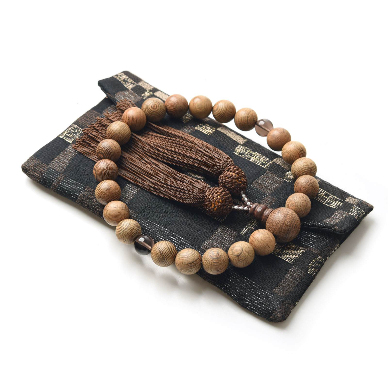 EsuonHappiness 数珠 男性用 選べる 13mm 親玉天然木 高級 数珠入れ 付