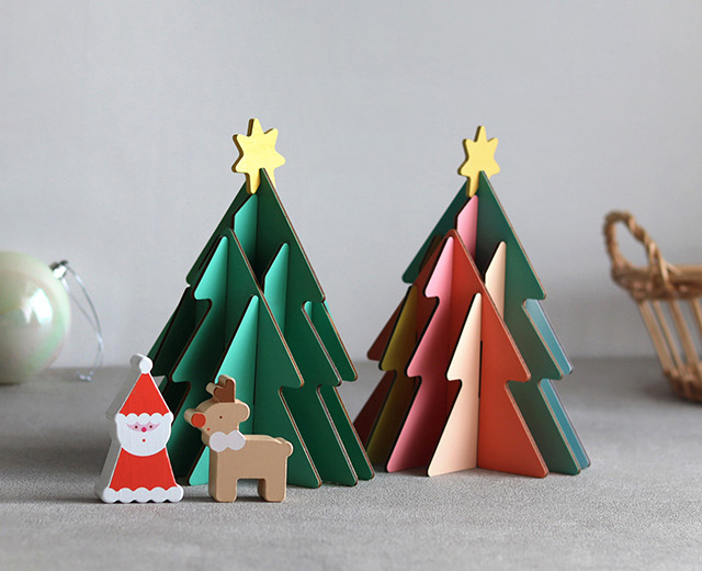 F.O.TOY BOX クリスマス 木製組み立てカラフルツリー＆積み木オブジェ