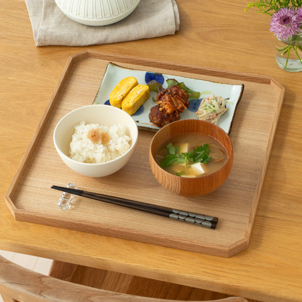 2/25はポイント10倍／ 松屋漆器店 白木塗タモ 11.0 隅切盆 約33.4×33.4