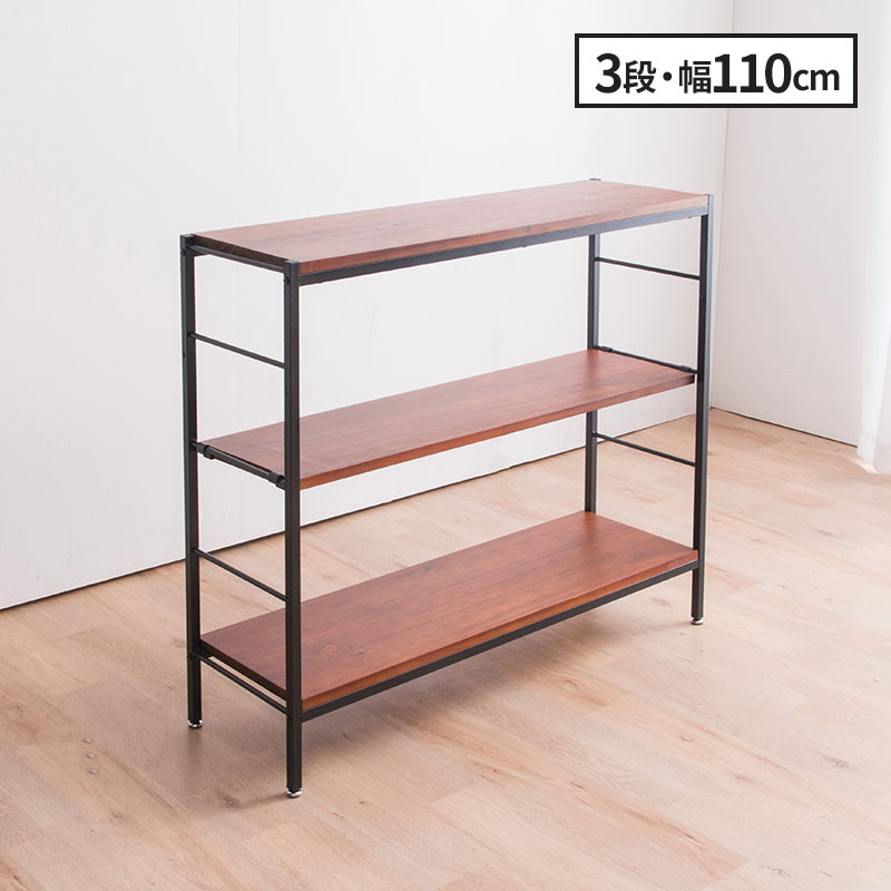 MINT シェルフ 木製 3段 アンティーク調 幅110 ラフ ヴィンテージ調