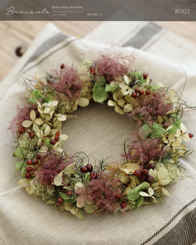 ドライフラワー リース プリザーブドフラワー ブロカント アンティーク