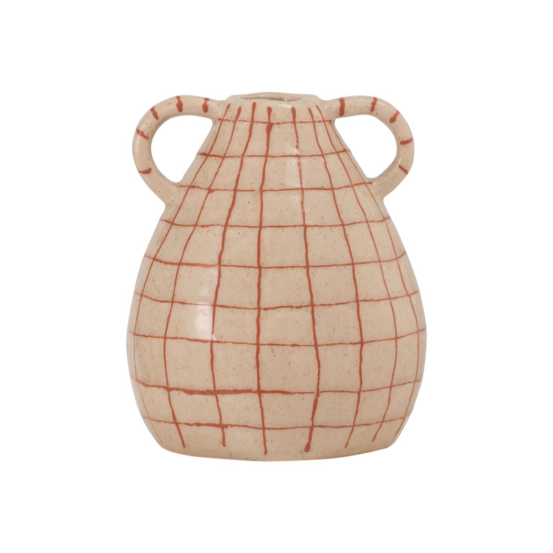 東谷 花瓶 おしゃれ 高さ21cm 陶器 壺 収納 取っ手付き 倒れにくい