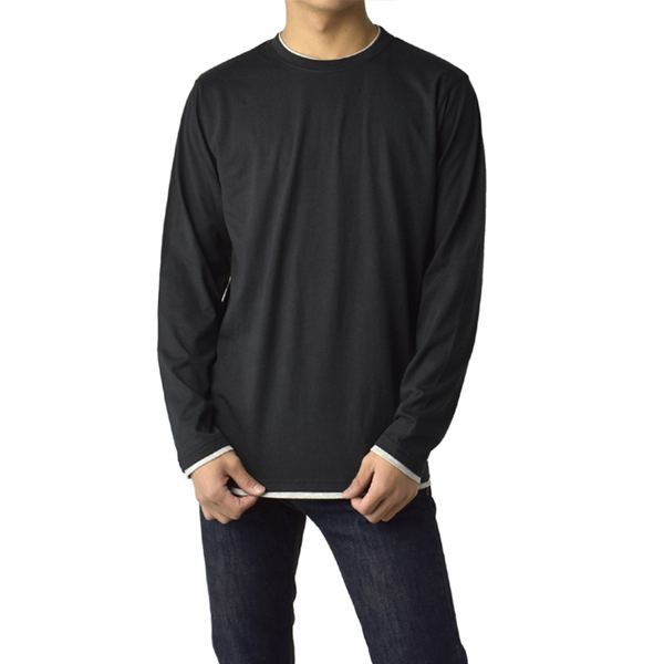 FLAG ON CREW 長袖Tシャツ メンズ ロンT 無地 カットソー フェイク