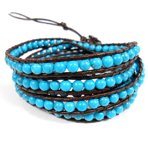 5連 多重巻 ラップブレス パワーストーン 天然石 本革 ブレスレット 全