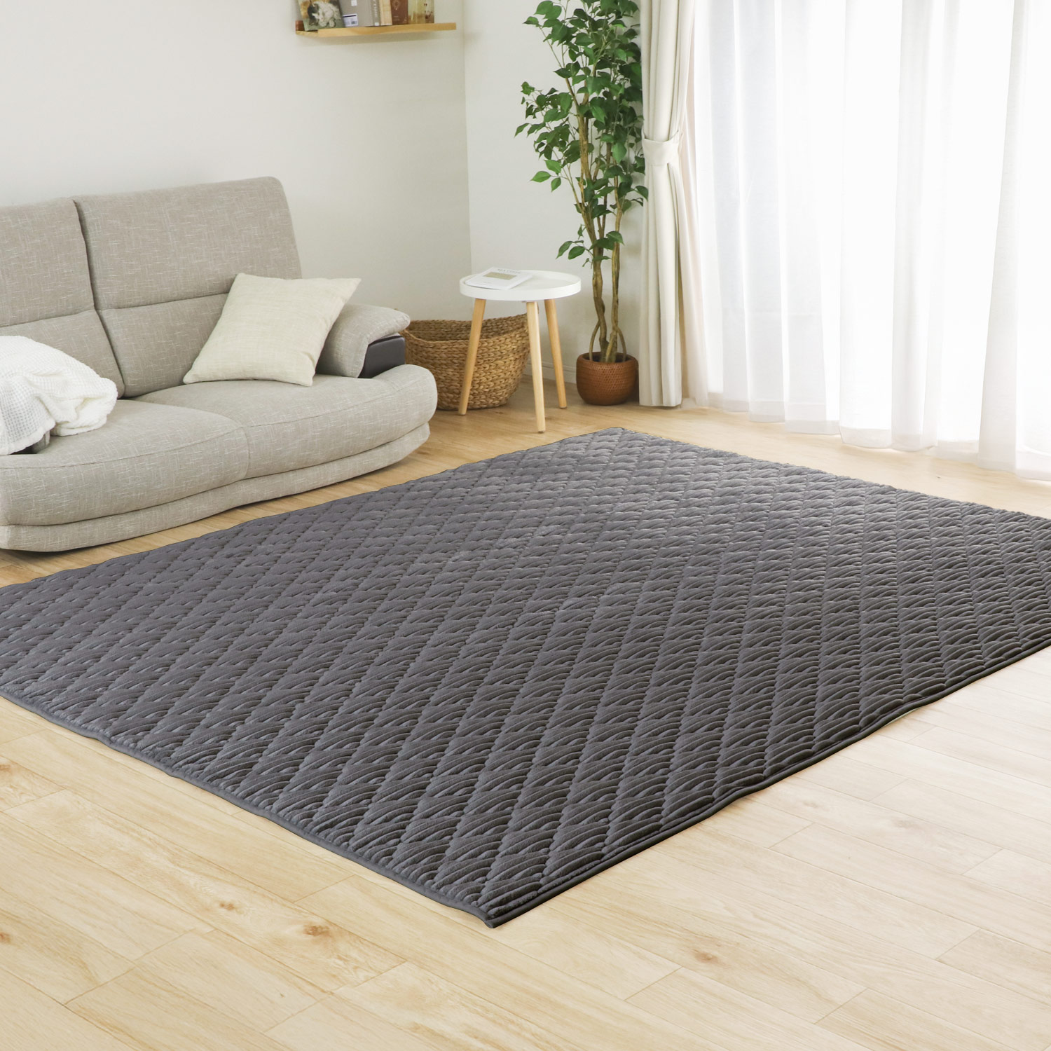 フリーリー フランネルストライプラグ 洗える 140×200 滑り止め