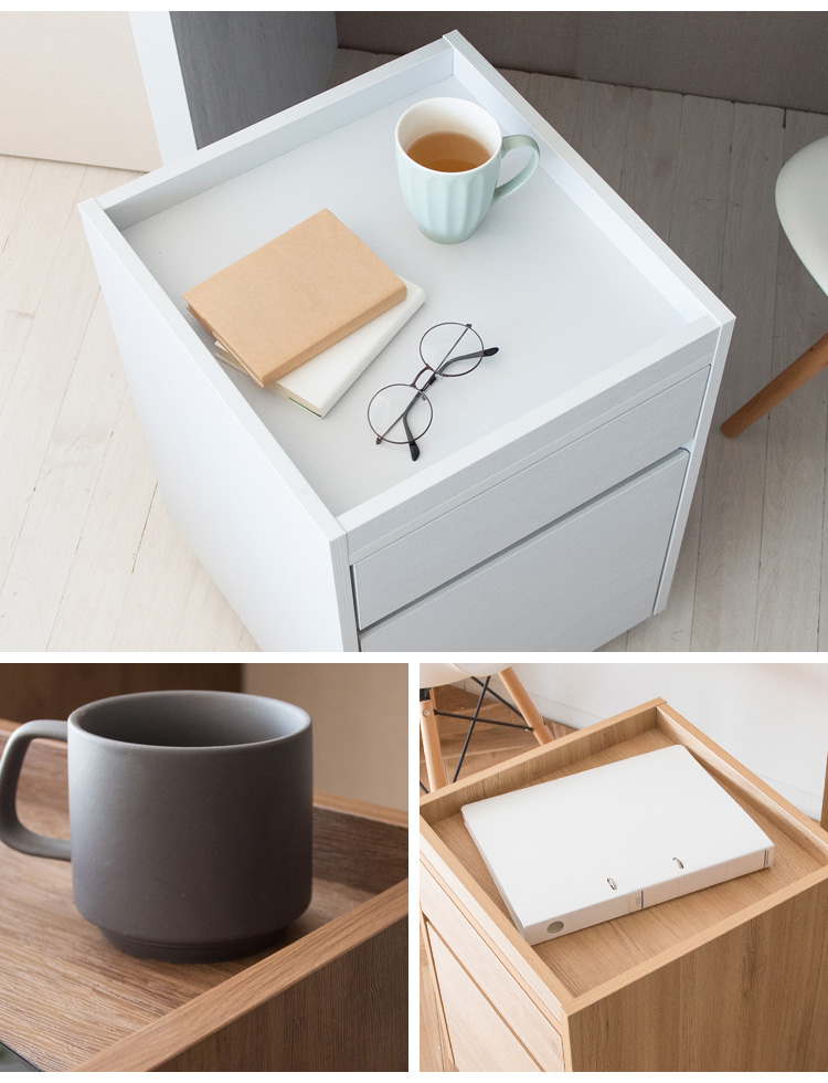 デスクワゴン サイドワゴン サイドチェスト スリム キャスター付き 2段