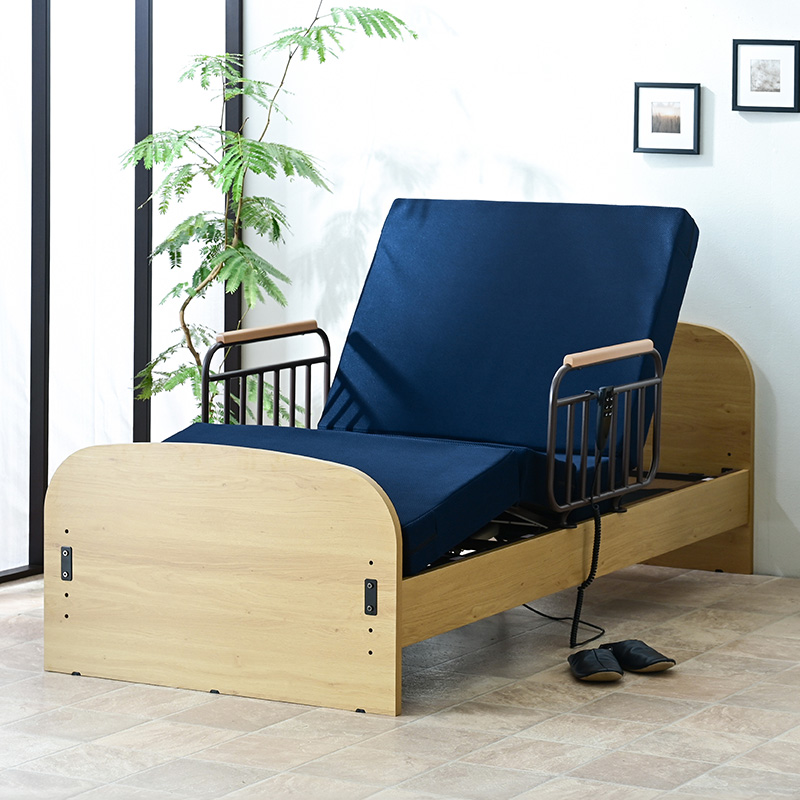 介護ベッド 電動ベッド 2モーター シングル 電動 柵 手すり 介護ベッド